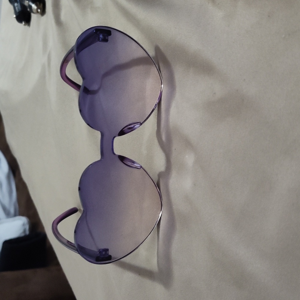 Purple faded heart sunglasses hand polished